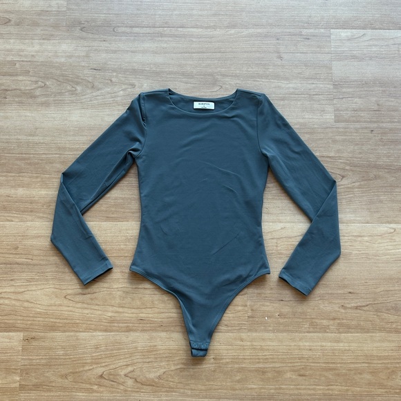 Aritzia Babaton Contour Crewneck Longsleeve Bodysuit (Green/Gray) - Picture 6 of 6